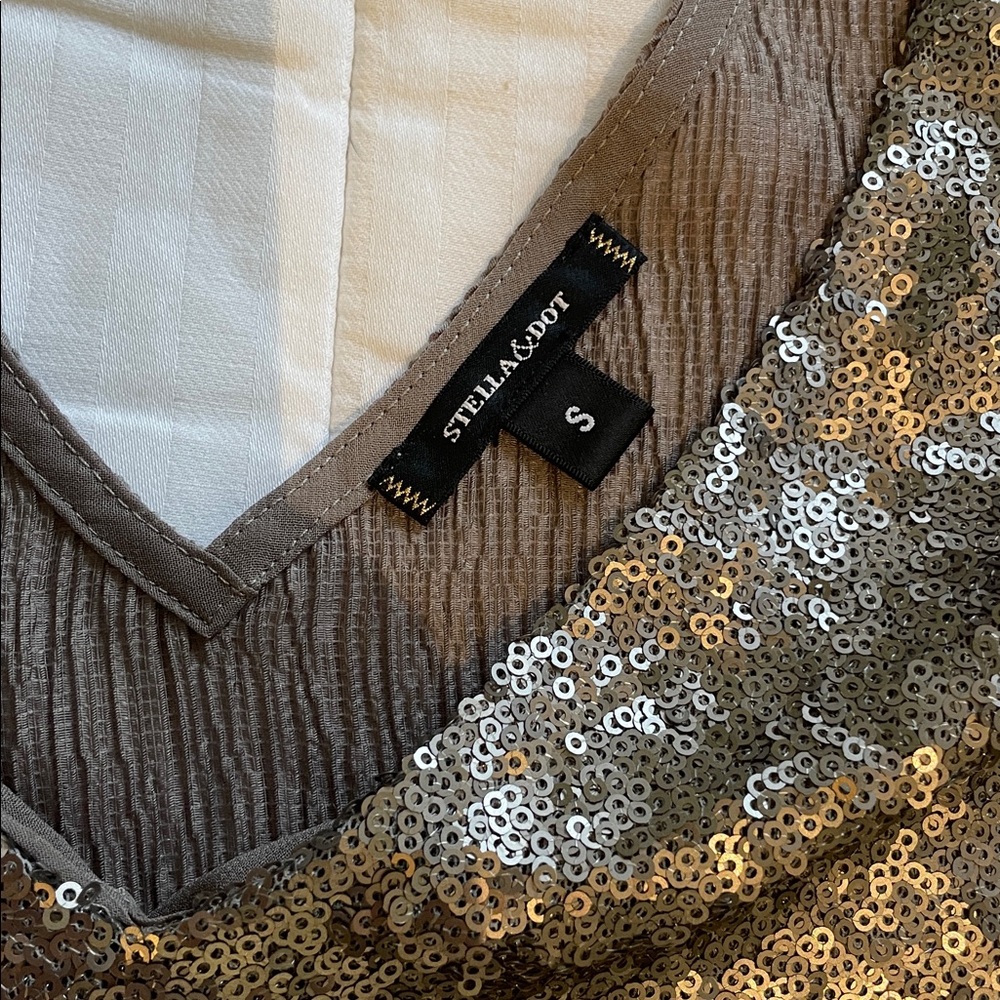 Stella & Dot Silver Sequin Blouse - Picture 4 of 4